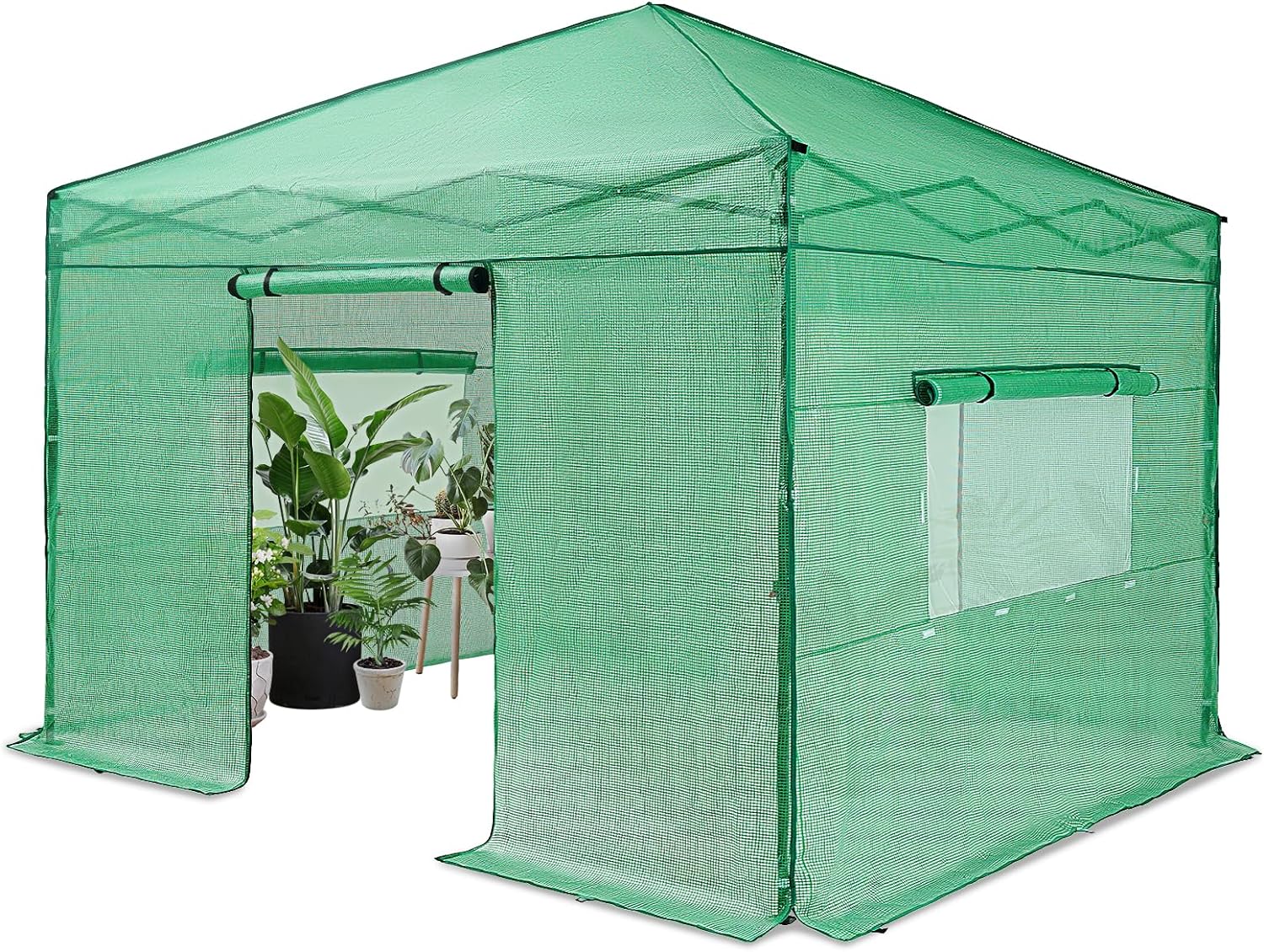 OUTFINE 10'x10' Portable Heavy Duty Walk-in Greenhouse Instant Pop-up Greenhouse Indoor Outdoor Plant Gardening House Canopy