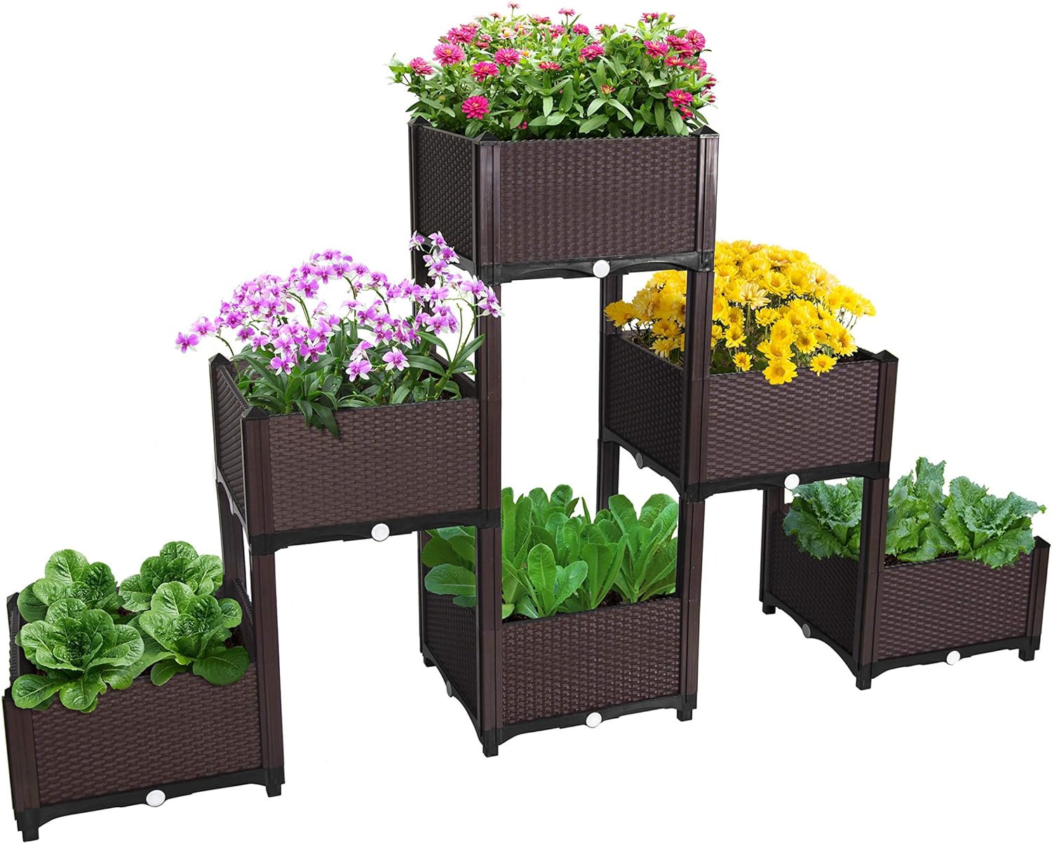 D'vine Dev Planter Raised Beds - Elevated Garden Box with Drainage Plug Raised Garden Beds for Vegetable/Flower/Herb Outdoor Standing Beds Gardening Kit