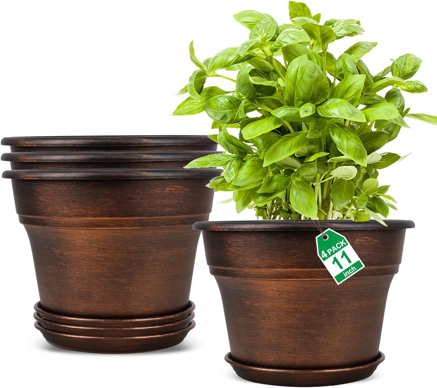 Plant Planters Pots Set of 4 Pack 11 Inch