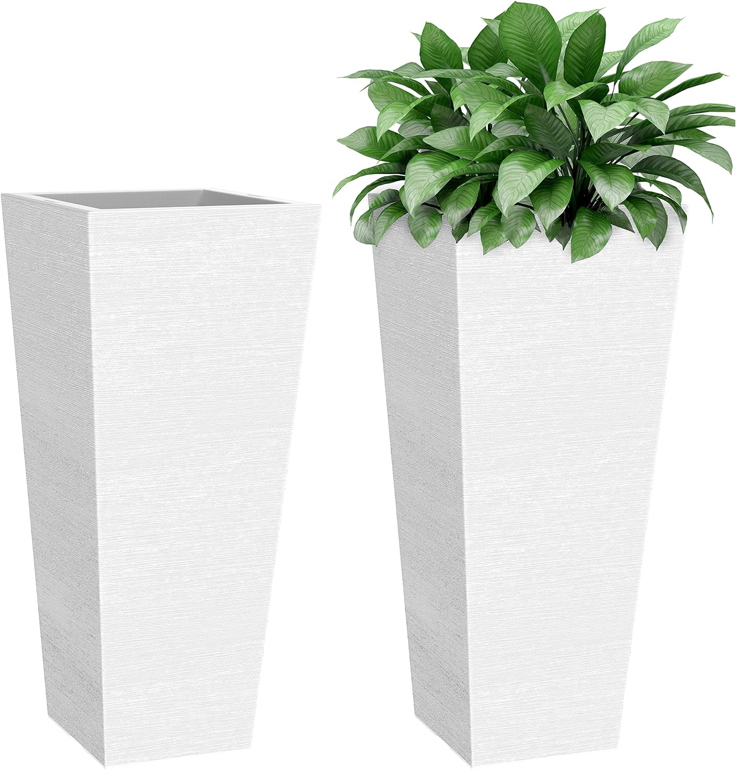 Verel Set of 2 Tall Outdoor Planters - 28 Inch Large Outdoor Planter with Small Planting Pots – Indoor and Outdoor Rectangular Flower Pots for Front Door