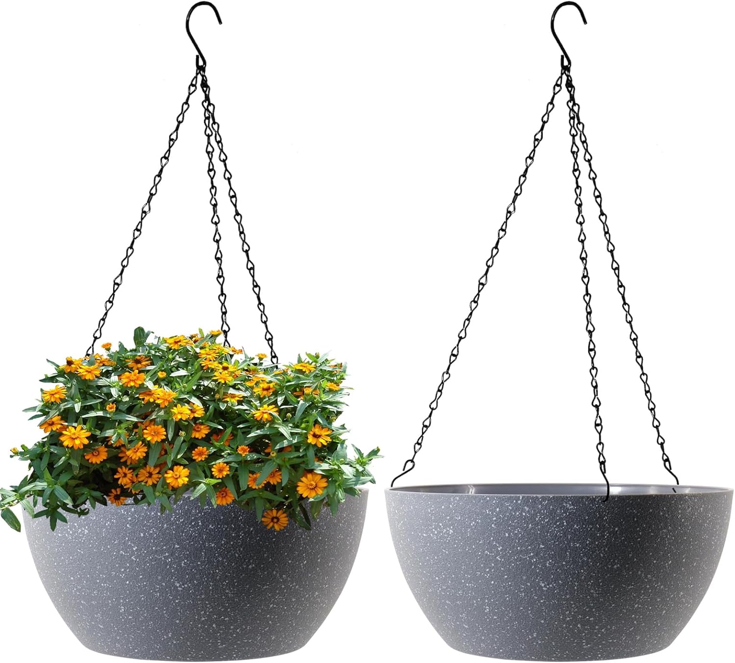 13 inch Large Hanging Planters Plant Pots for Outdoor Indoor Plants with Drainage Holes and Chain