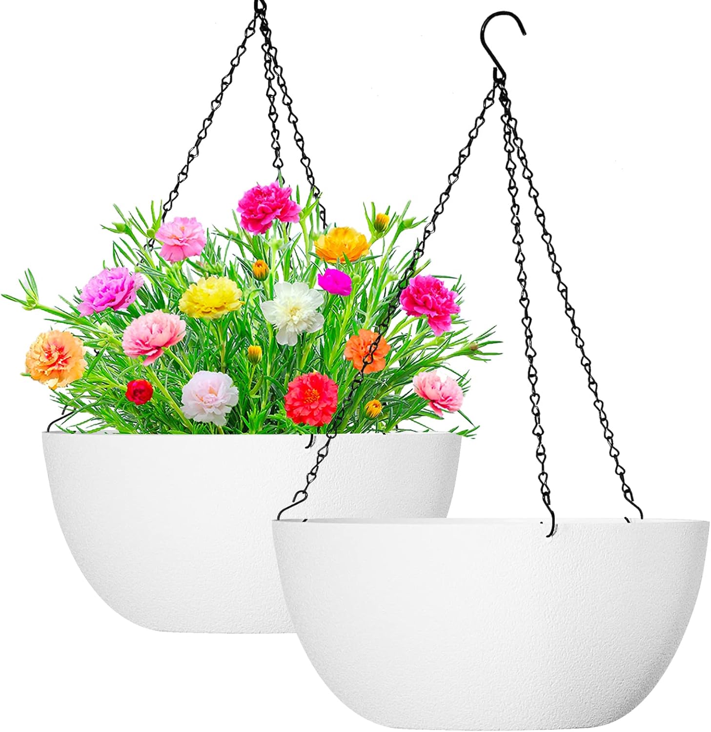 13 inch 2Pack Large Hanging Planters for Outdoor Indoor Plants with Drainage Holes and Chain