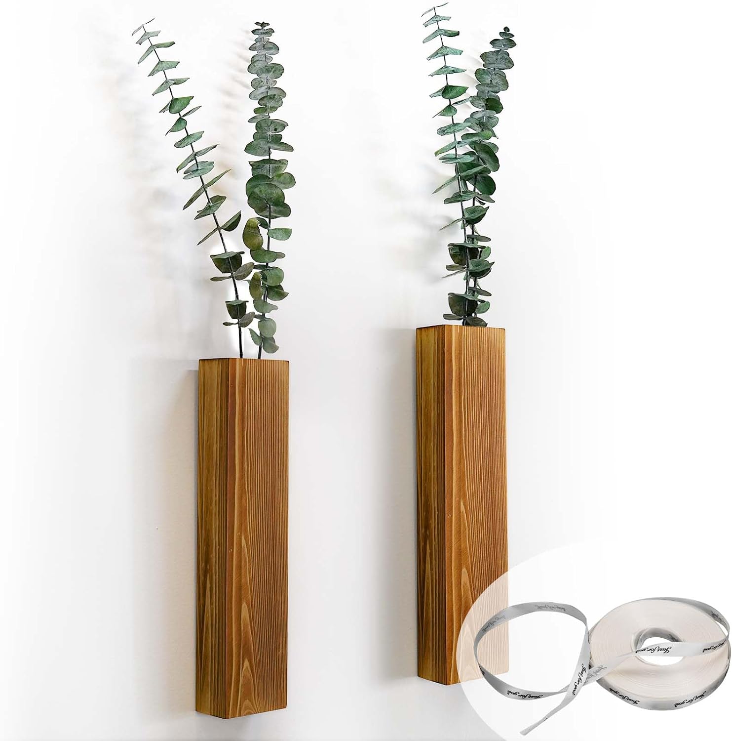 Wall Planters for Indoor Plants - 2 Pack Wood Wall Vases