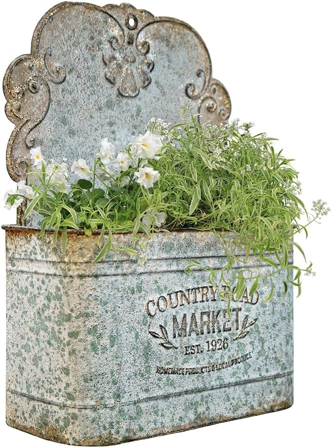 All Chic Metal Wall Planter Wall Mount Planter Wall Metal Hanging Planter Wall Vases for Flowers Planters for Outdoor Plants for Farmhouse Wall Decor (Rustic)