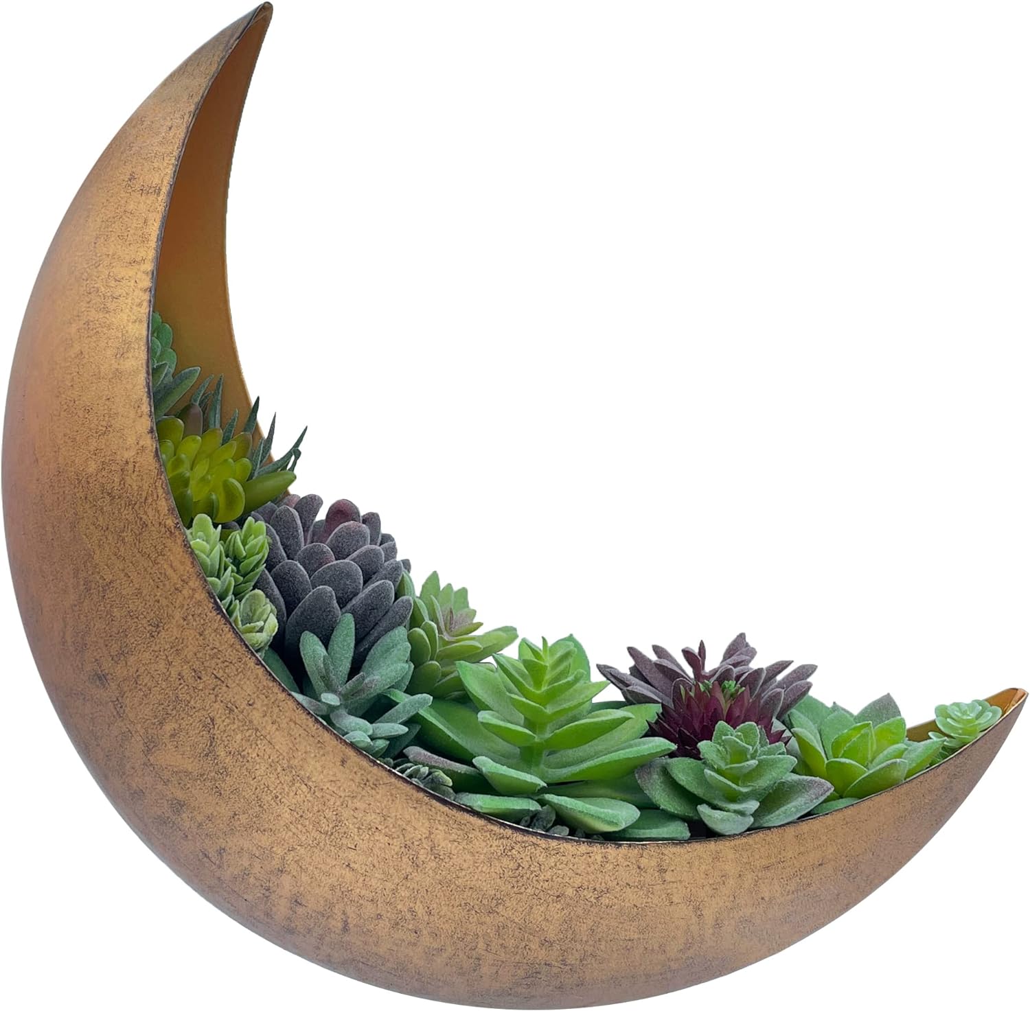 Wall Mounted Metal Moon Planter - Hanging Crescent Pot for Succulents