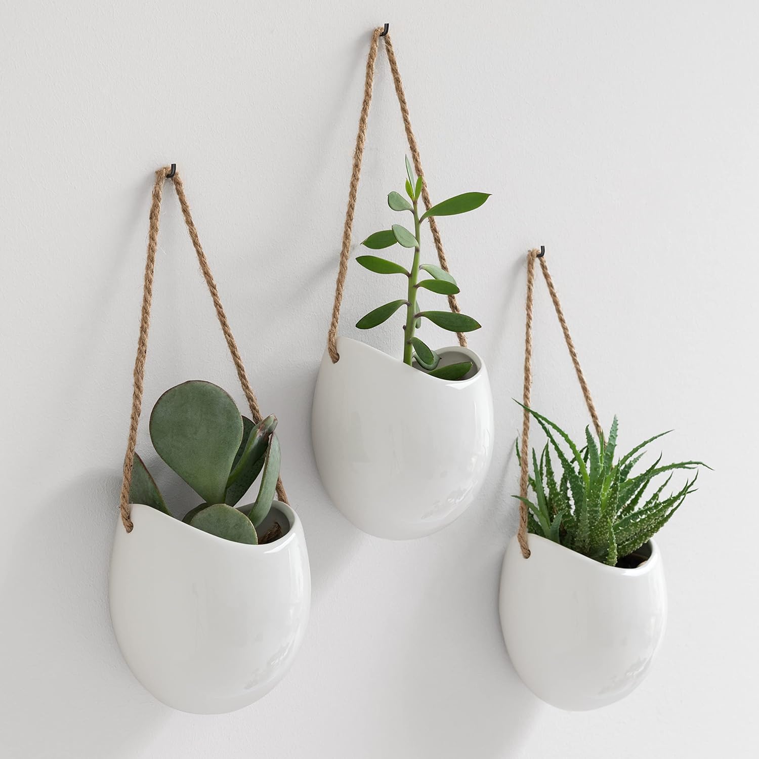 Wall Planters -Ellie- | Hanging Ceramic Plant Pots 3 Pieces | Wall Decoration for Indoors