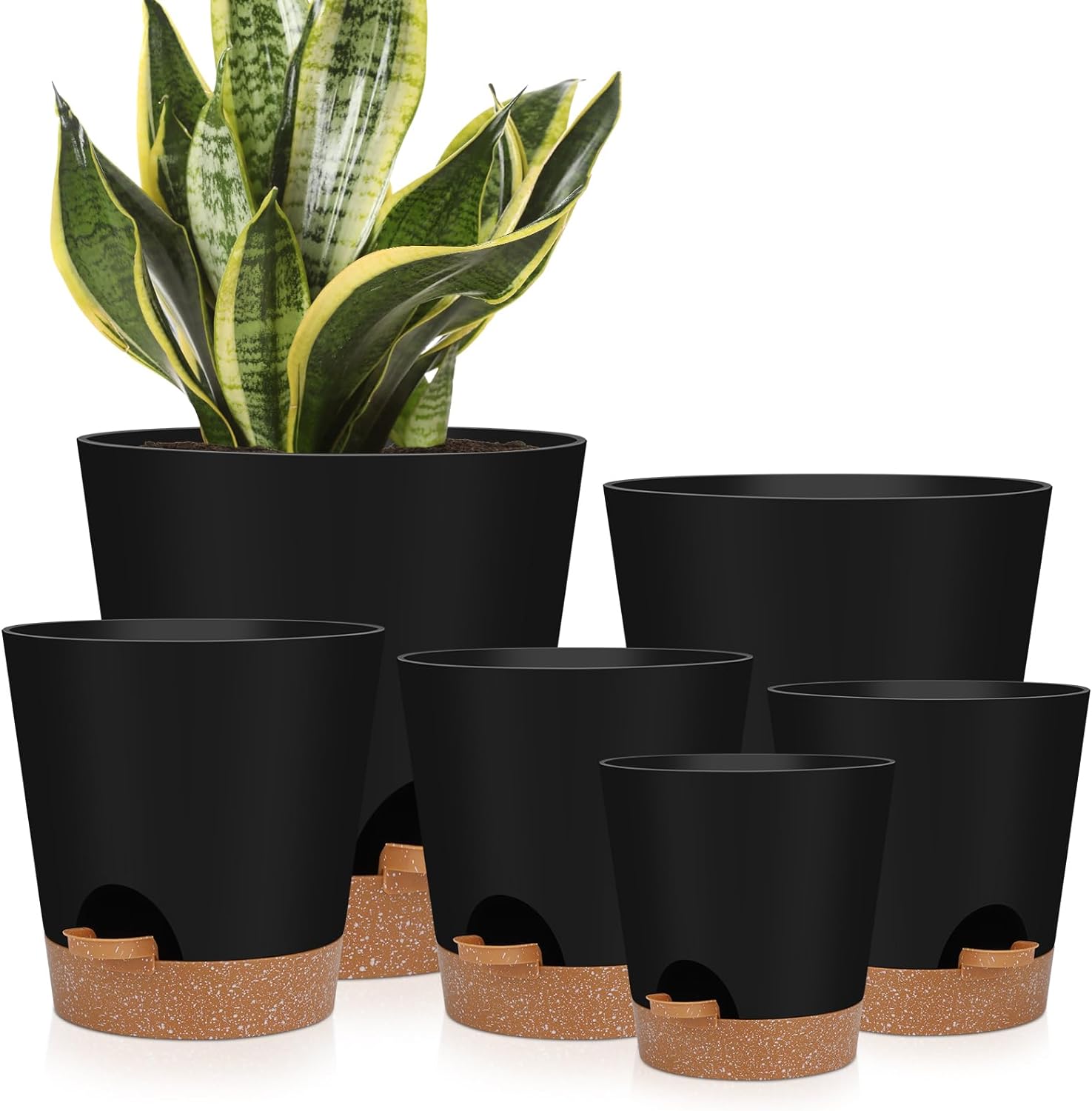 Indoor Self Watering Planters with Drainage Holes and Saucers