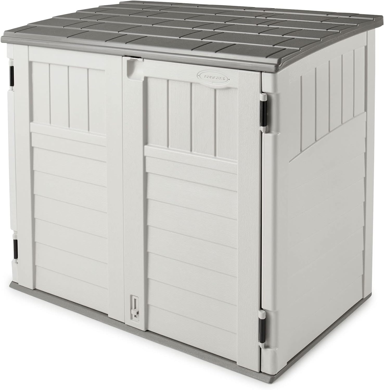 Suncast 34 Cu Ft Capacity Horizontal Outdoor Storage Shed for Garbage Cans