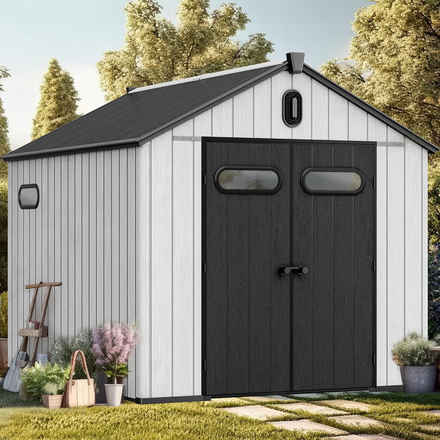 YITAHOME 8x10ft Outdoor Resin Storage Shed with Floor