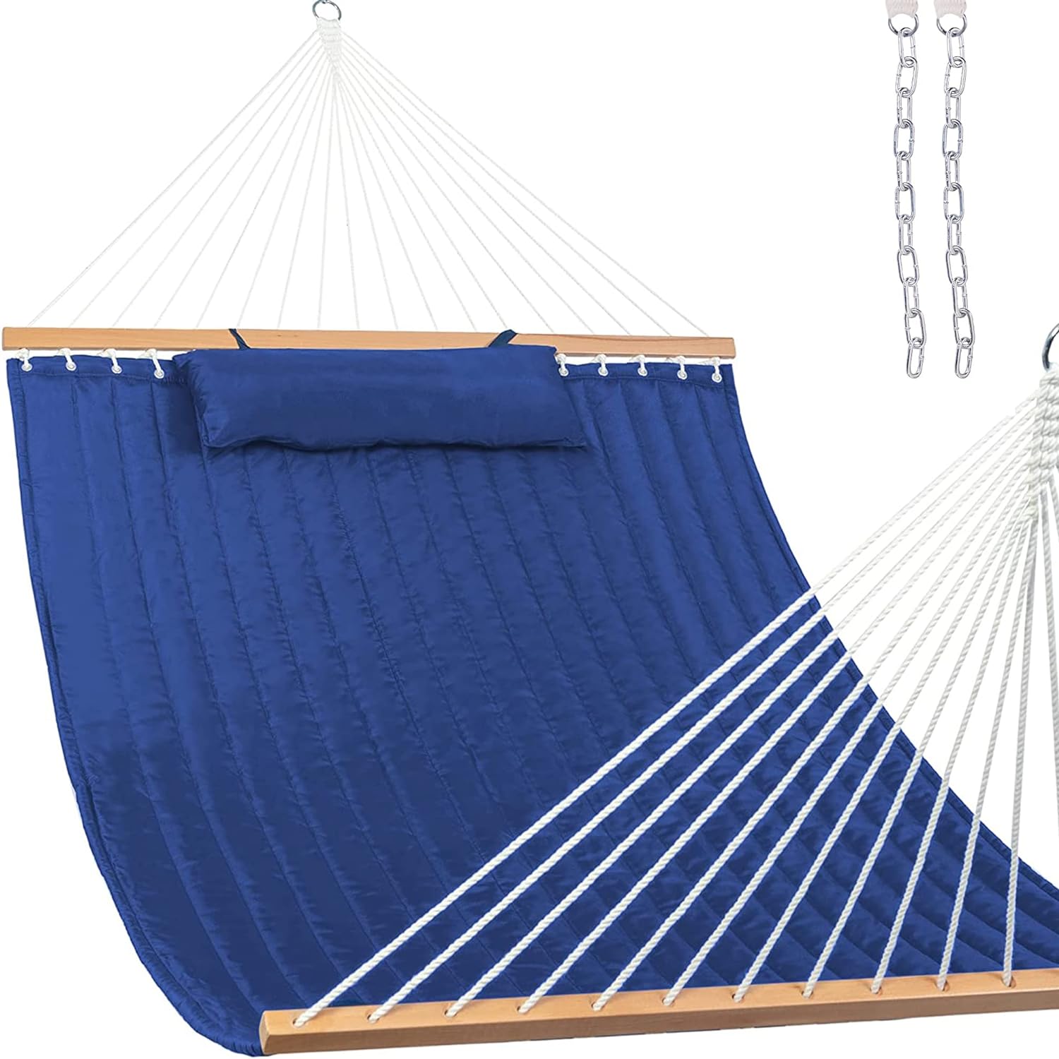 Lazy Daze 12 FT Double Quilted Fabric Hammock with Spreader Bars and Detachable Pillow