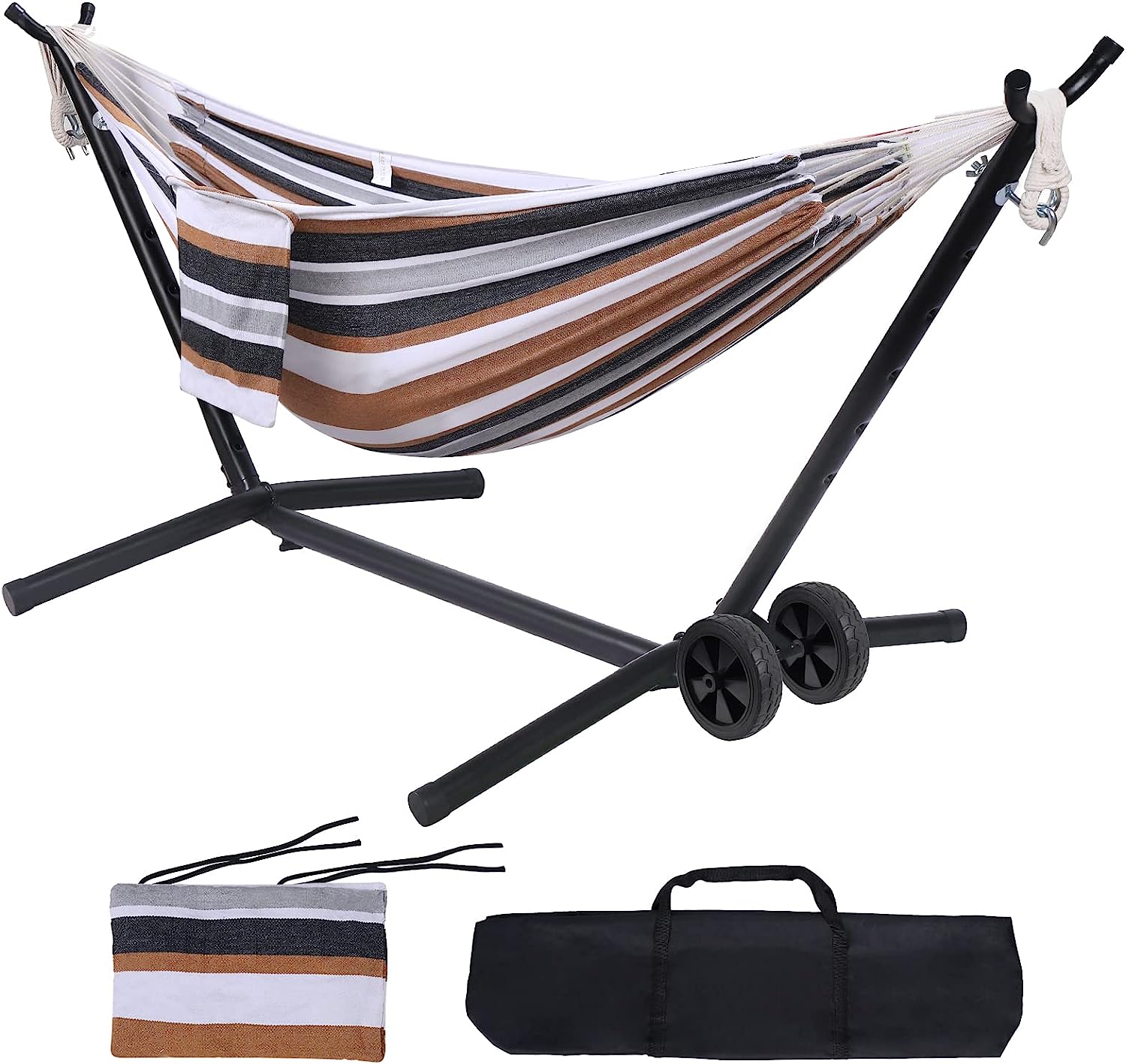 Portable Hammock with Stand Included with Wheels Outdoor Double 2 Person Heavy Duty Hamacas con Base 450 lb Capacity