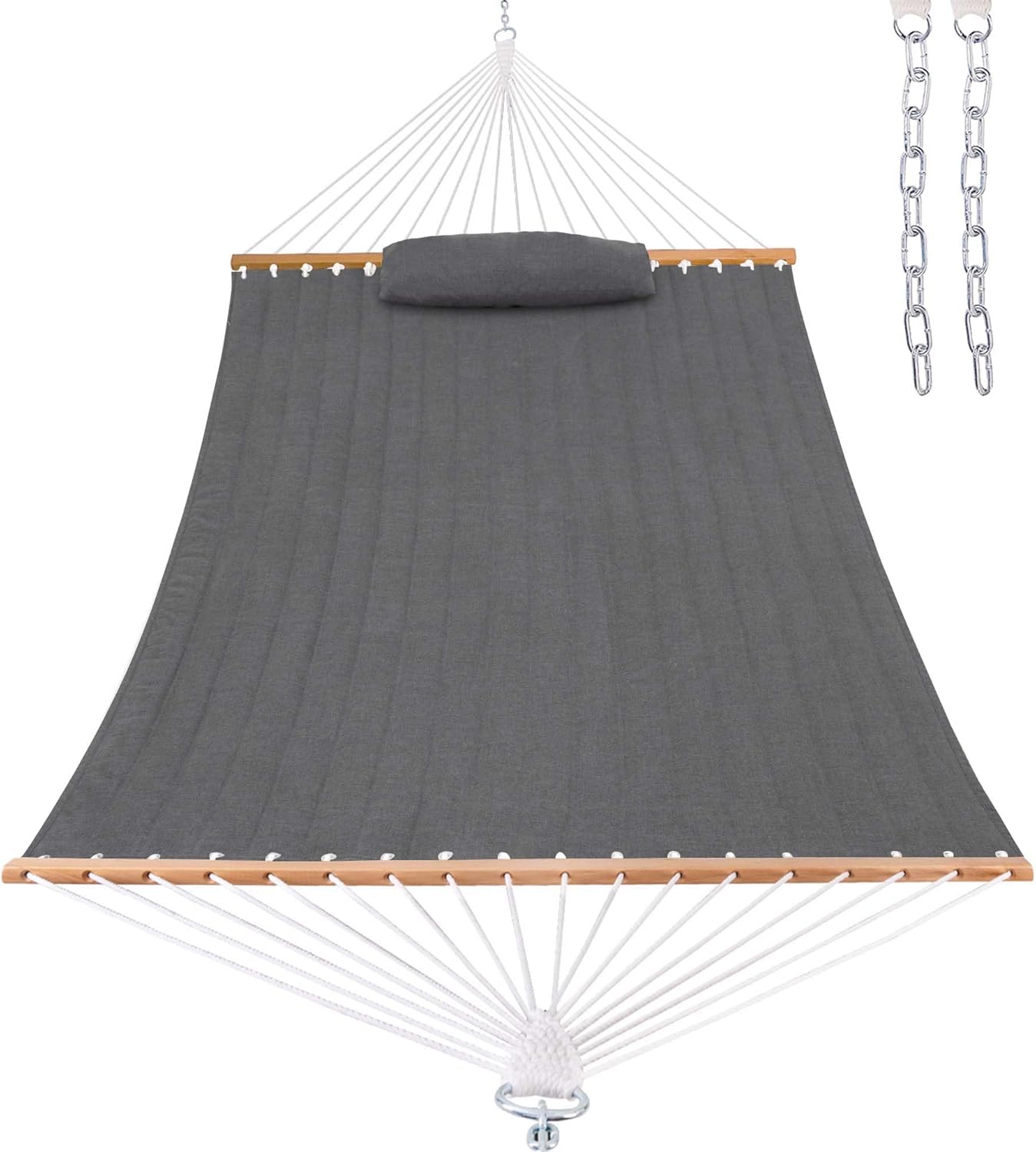 Lazy Daze 12 FT Sunbrella Quilted Hammock Double Hammock with Hardwood Spreader Bar