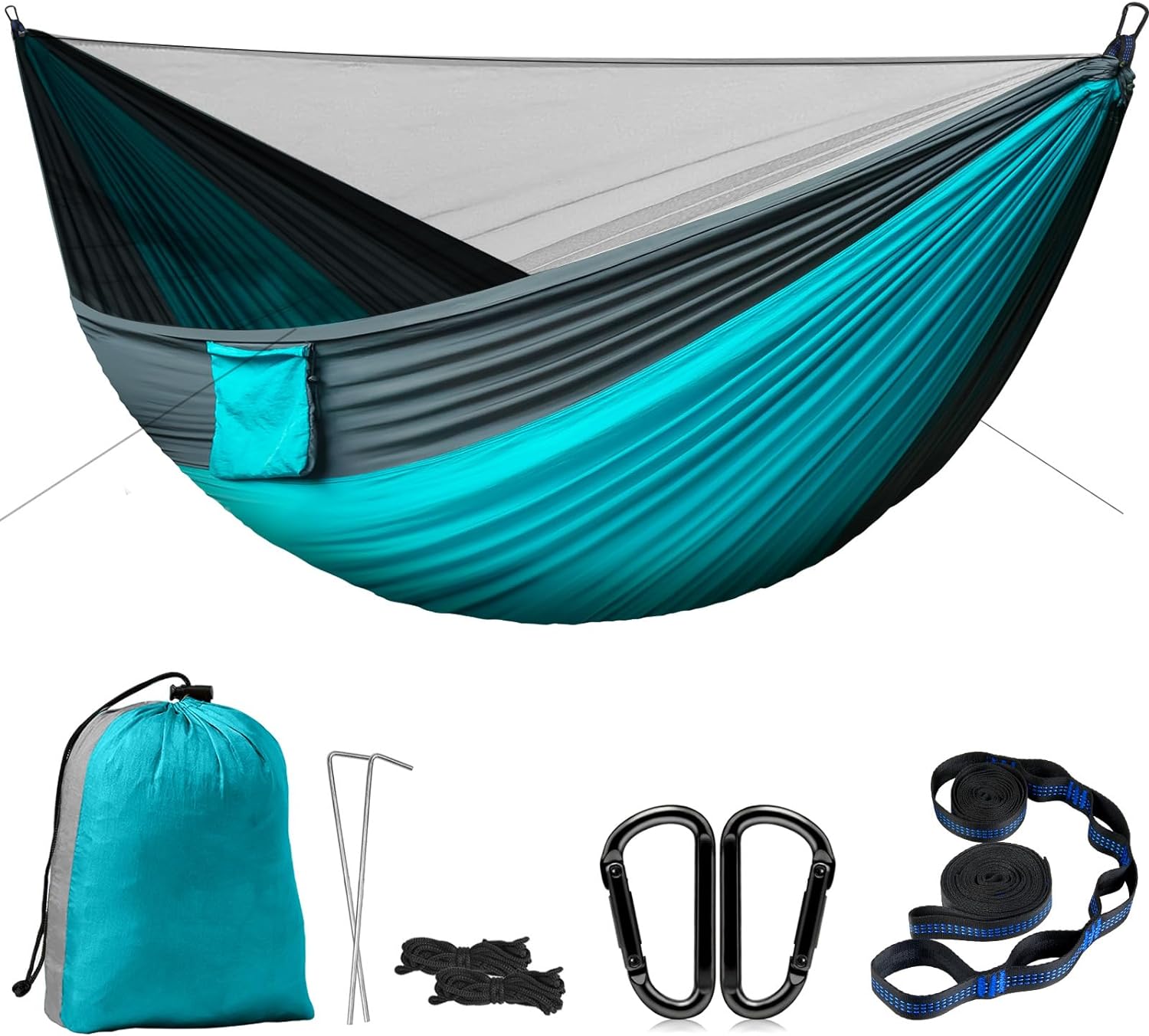 Camping Hammock with Net - Lightweight Nylon - Double Hammock - Hammocks - Camping Gear - Outdoor Hammock - Must Haves Portable Hammocks for Indoor