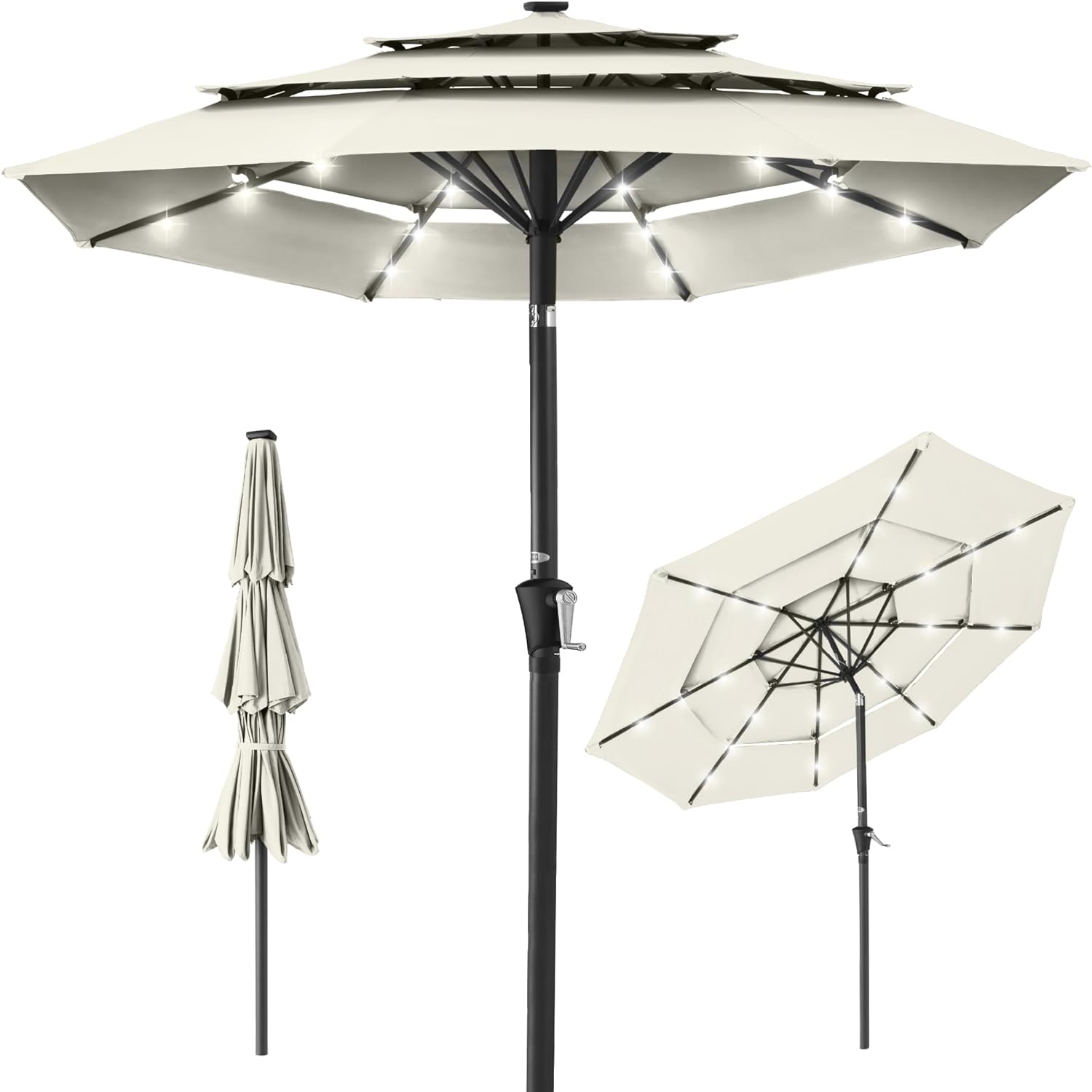 Best Choice Products 10ft 3-Tier Solar Patio Umbrella