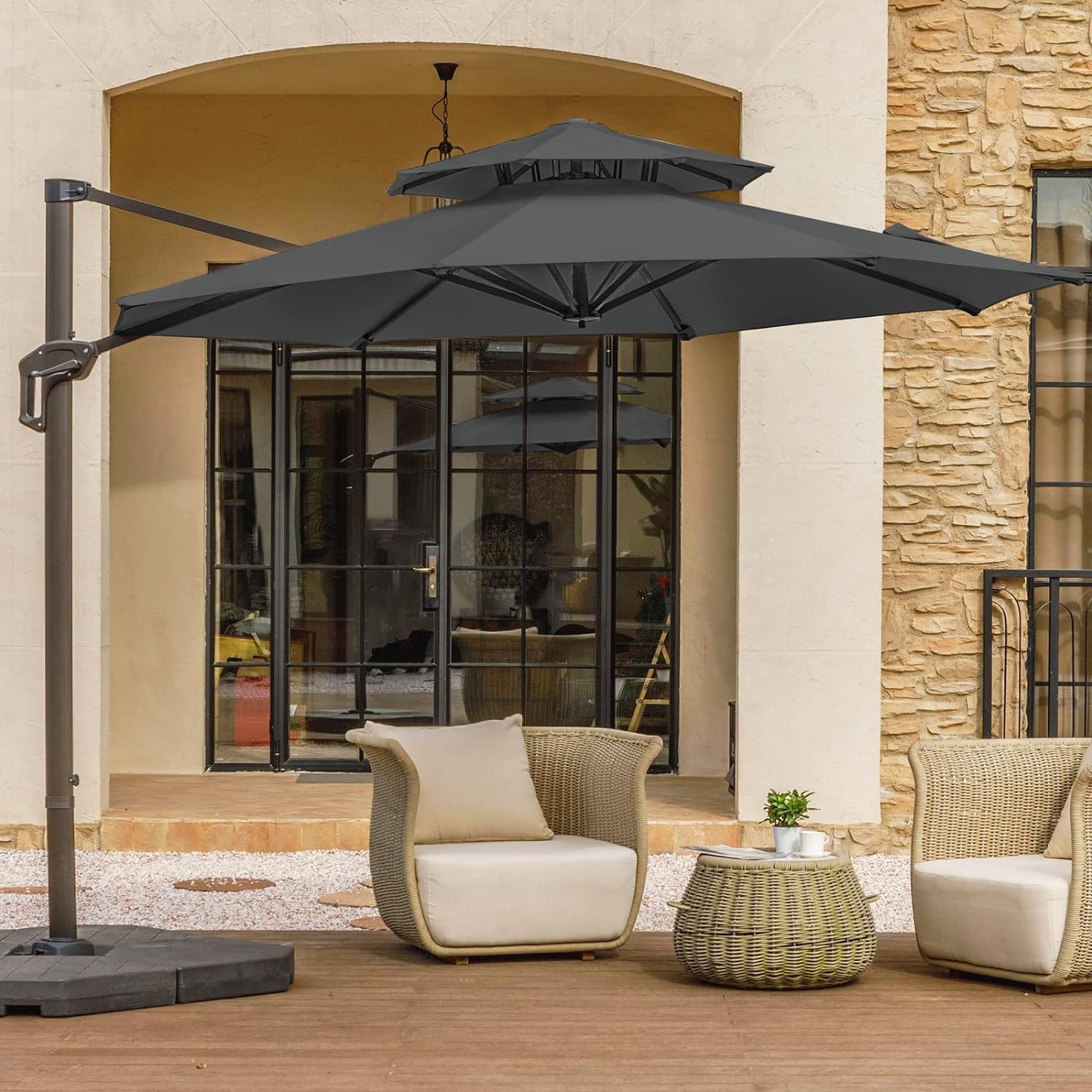 wikiwiki 12 FT 2 Tiers Cantilever Patio Umbrella