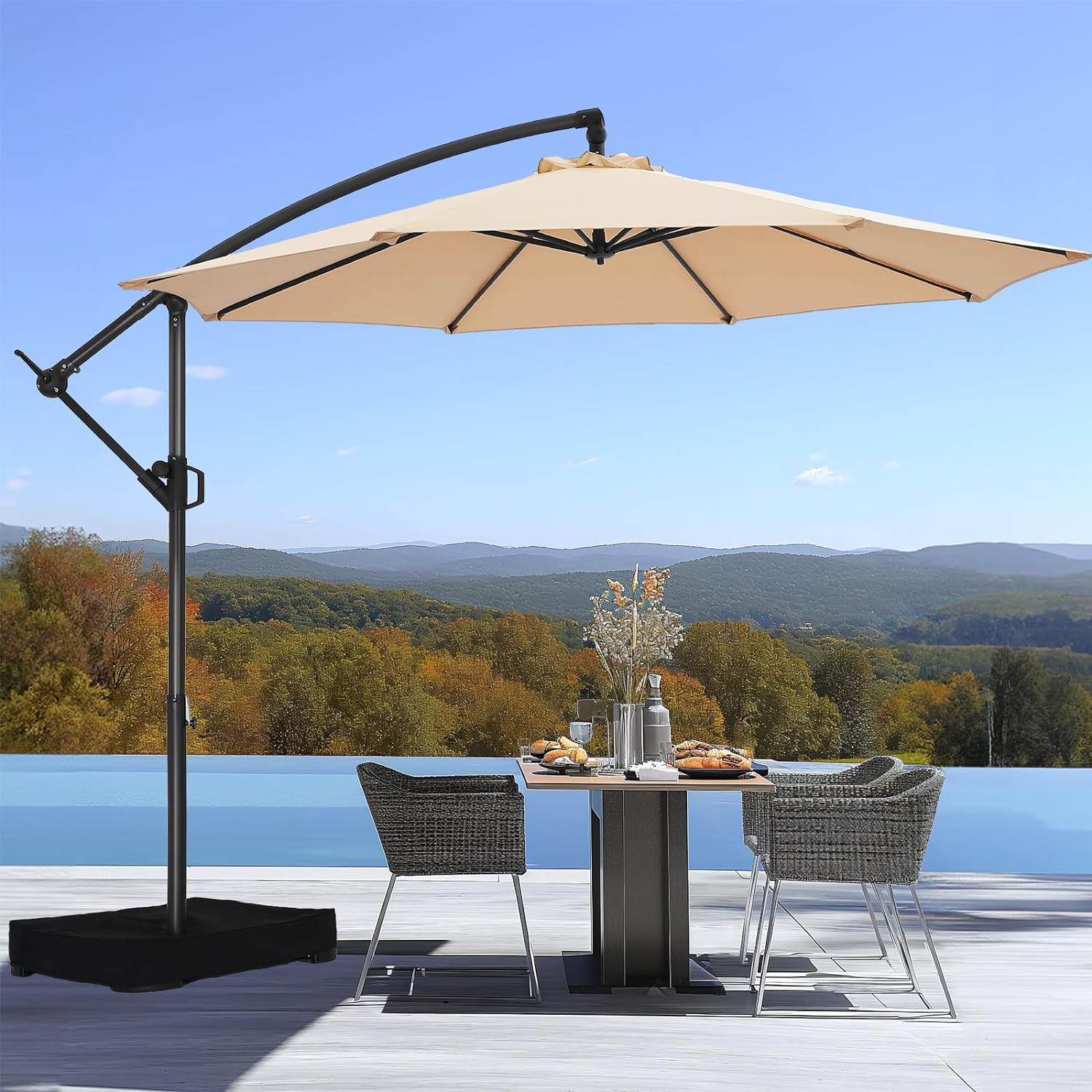 10ft Offset Patio Umbrella - w/Base