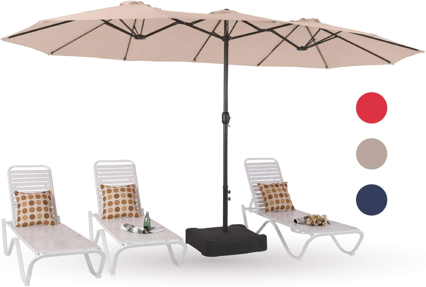 PHI VILLA 15ft Large Patio Umbrellas with Base Included