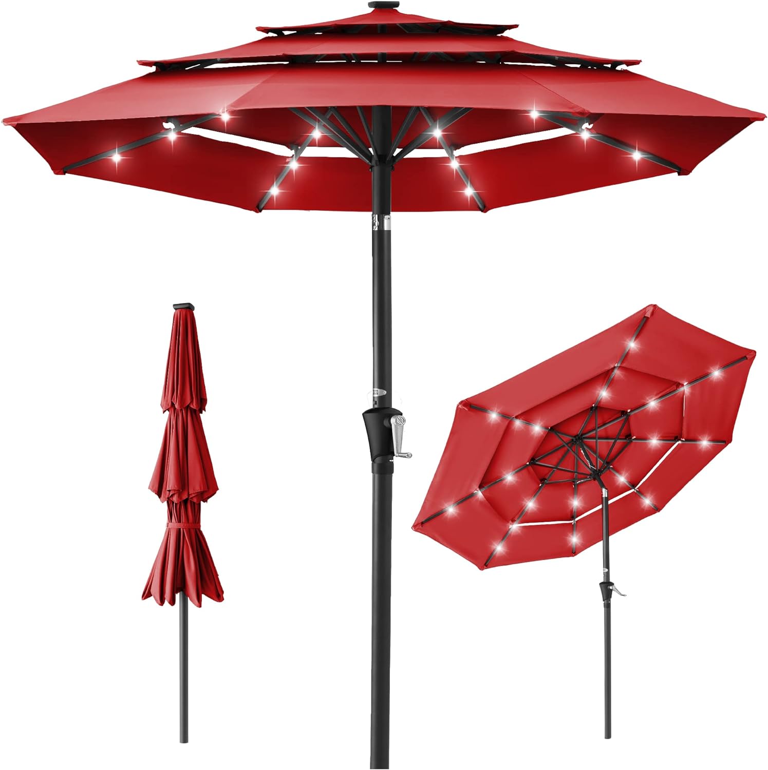 Best Choice Products 10ft 3-Tier Solar Patio Umbrella