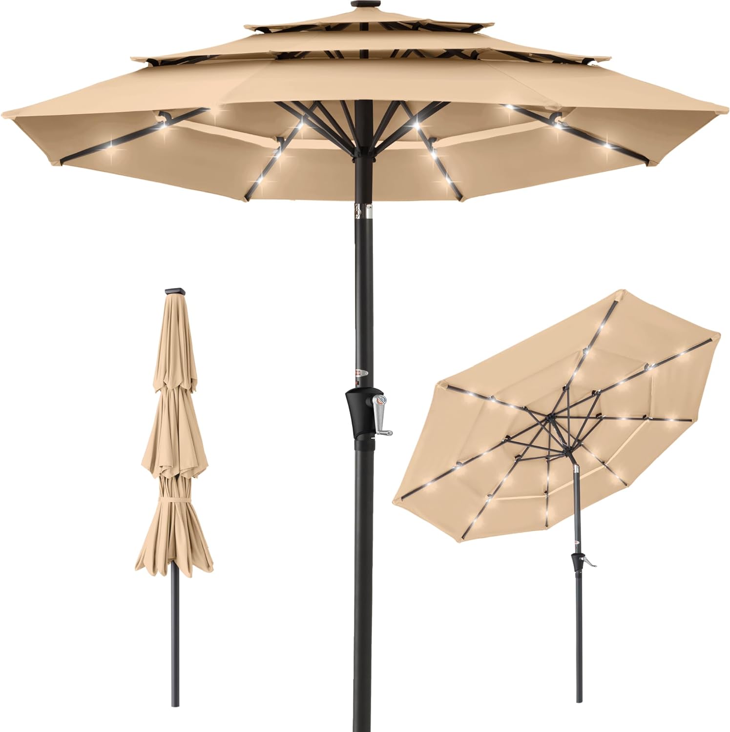 Best Choice Products 10ft 3-Tier Solar Patio Umbrella