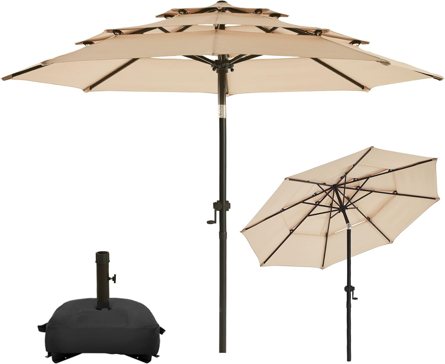 wikiwiki 9FT-3 Tiers Patio Umbrellas with Base Included