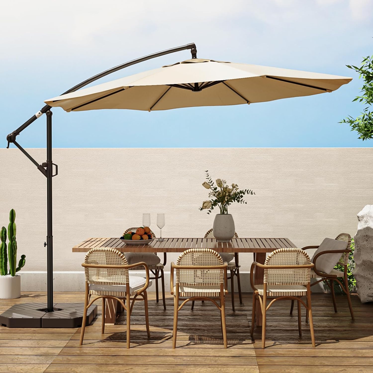 wikiwiki 10ft Patio Umbrellas Offset Outdoor Umbrella Cantilever Hanging Umbrellas w/Infinite Tilt