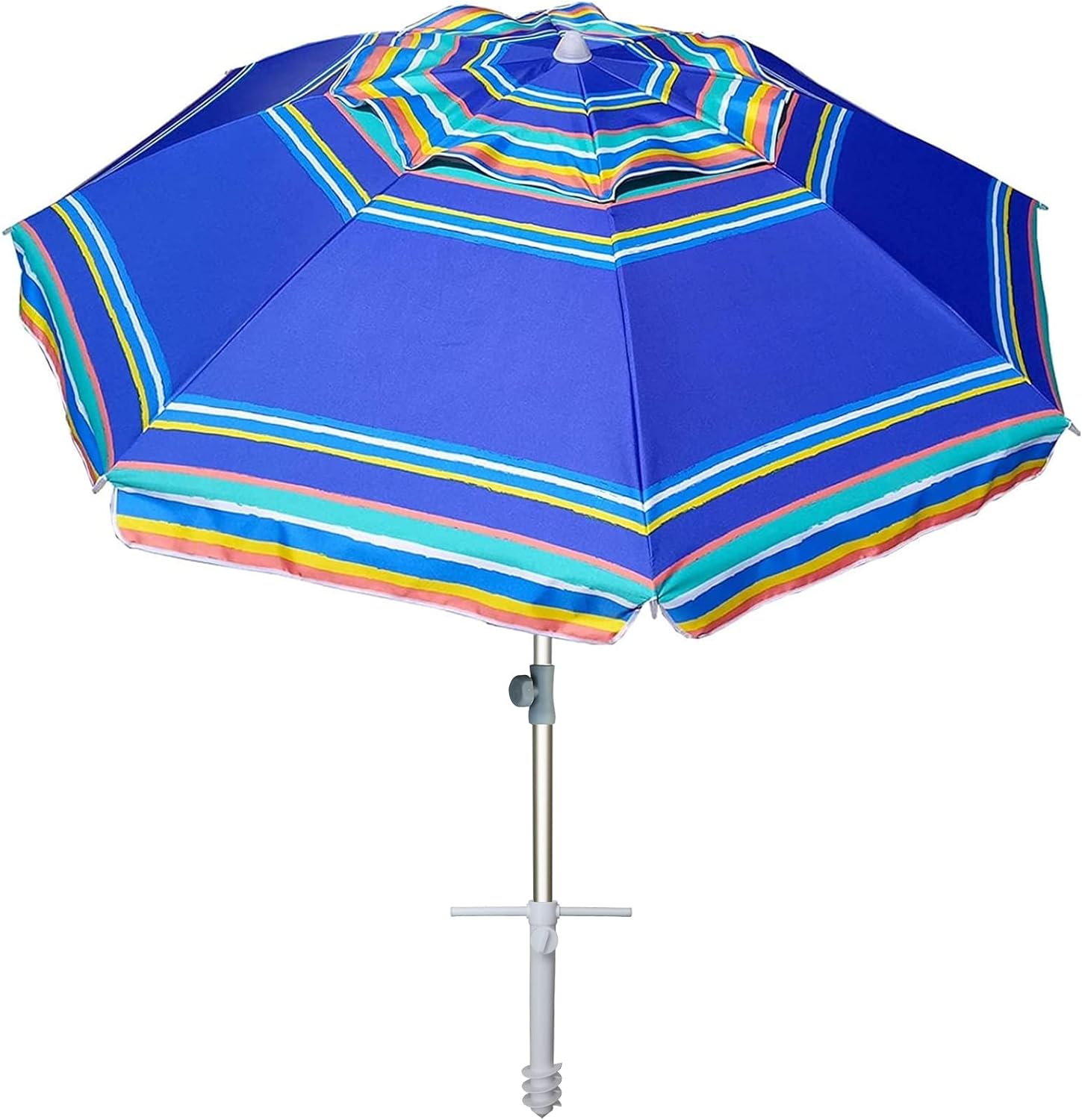 AMMSUN 7ft Heavy Duty High Wind Beach Umbrella Parasols with sand anchor & Tilt Sun Shelter