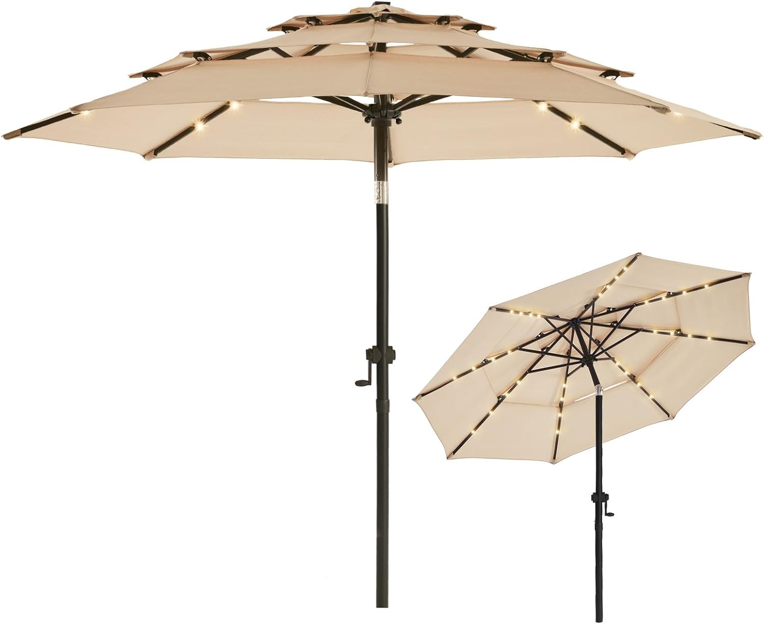 wikiwiki 9FT 3Tiers Solar Led Patio Umbrella