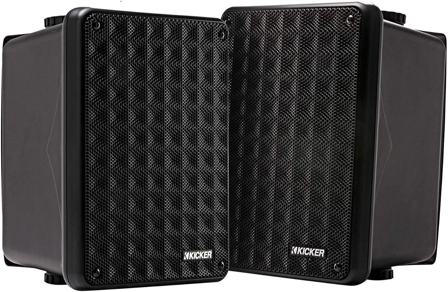 KICKER KB6B 2-Way Full Range Indoor Outdoor Speakers (Pair) Weatherproof Speakers for Patio Garage Poolside in-Home