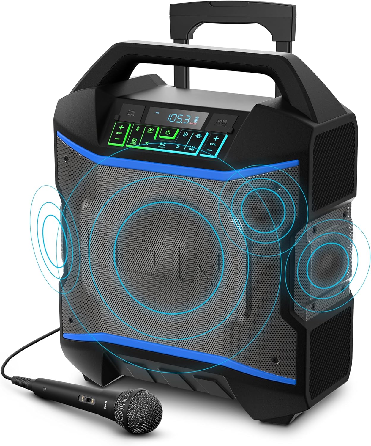 ION Block Rocker - Portable Bluetooth Outdoor Party Speaker with Karaoke Microphone