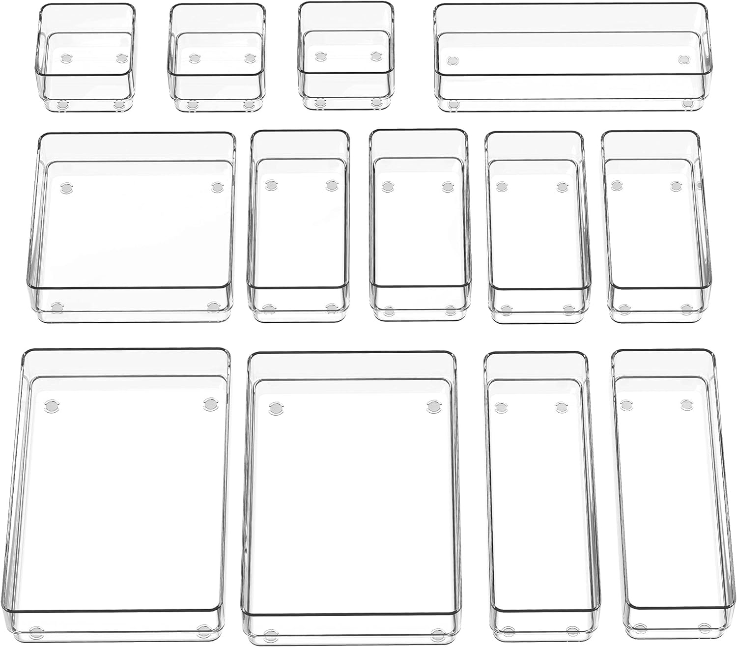 SMARTAKE 13-Piece Drawer Organizer with Non-Slip Silicone Pads