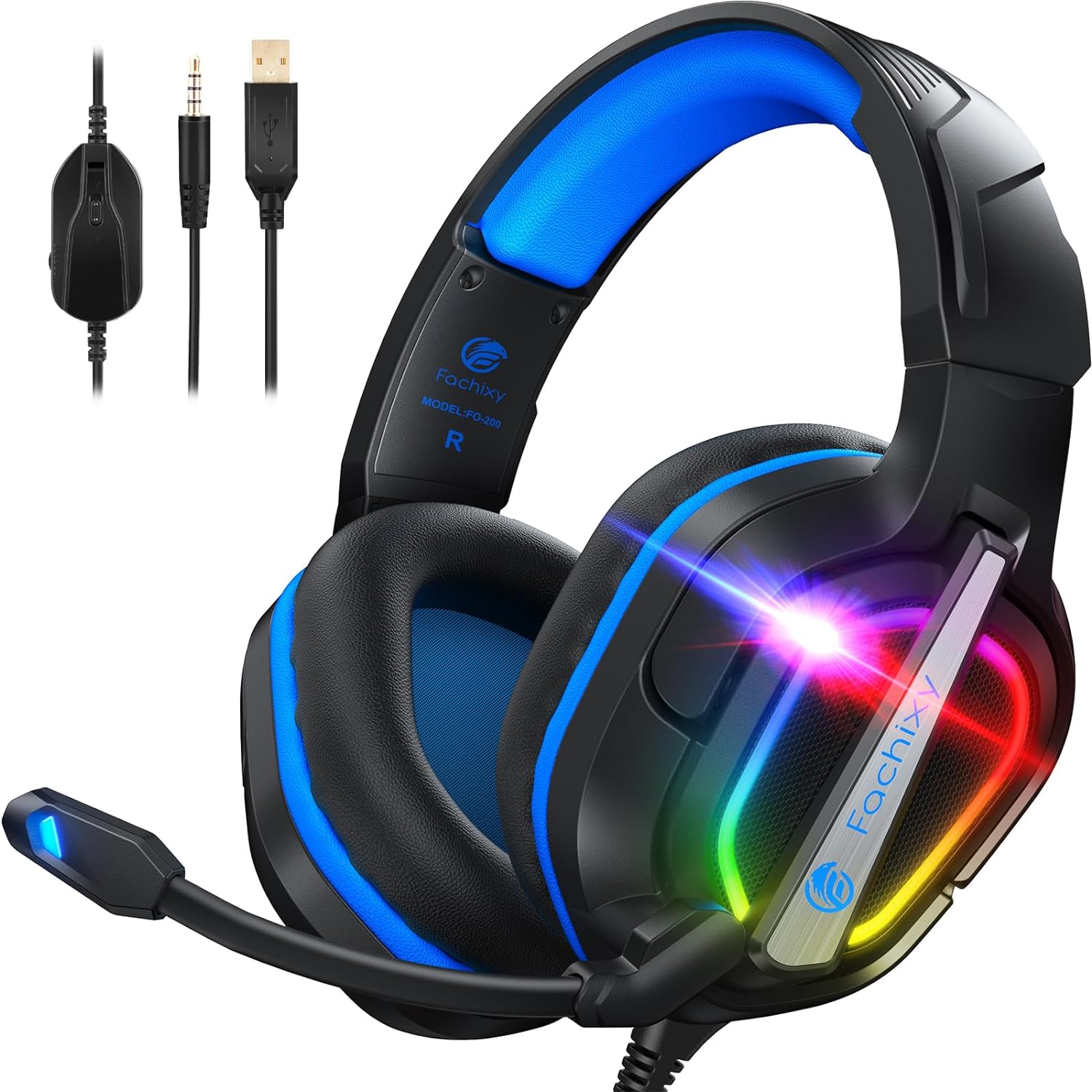 Fachixy「2024 New」FC200 Gaming Headset with Mic for PS4/PS5/PC/Mac/Xbox One