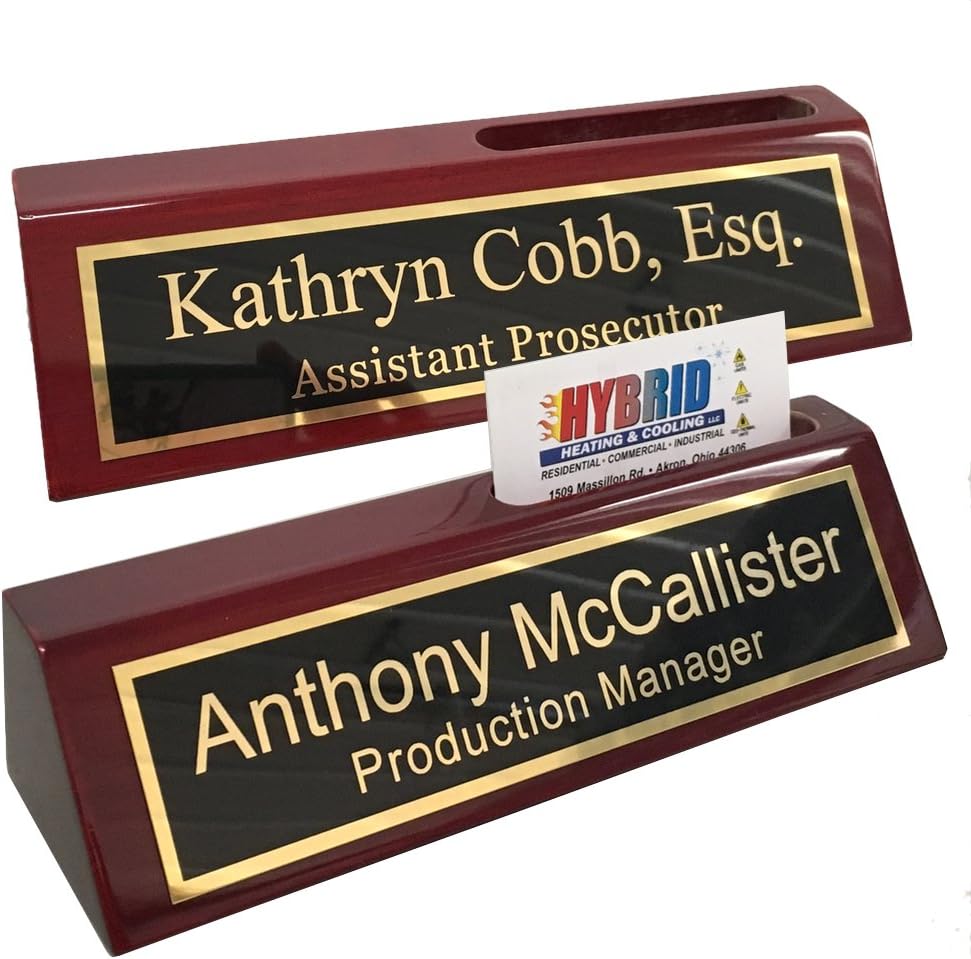 Desk Name Plate Personalized Engraved Name Plates Business Card Holder | Name Plate for Desk | Office Desk Decor - Personalized Plaque Name Plates for Desks | Personalized Name Plate Griffco Supply