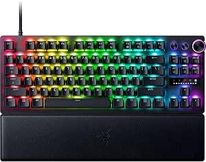 Razer Huntsman V3 Pro TKL Esports Gaming Keyboard: Analog Optical Switches - Snap Tap Mode - Rapid Trigger - Adjustable Actuation - Media Keys & Dial - Doubleshot PBT Keycaps - Wrist Rest