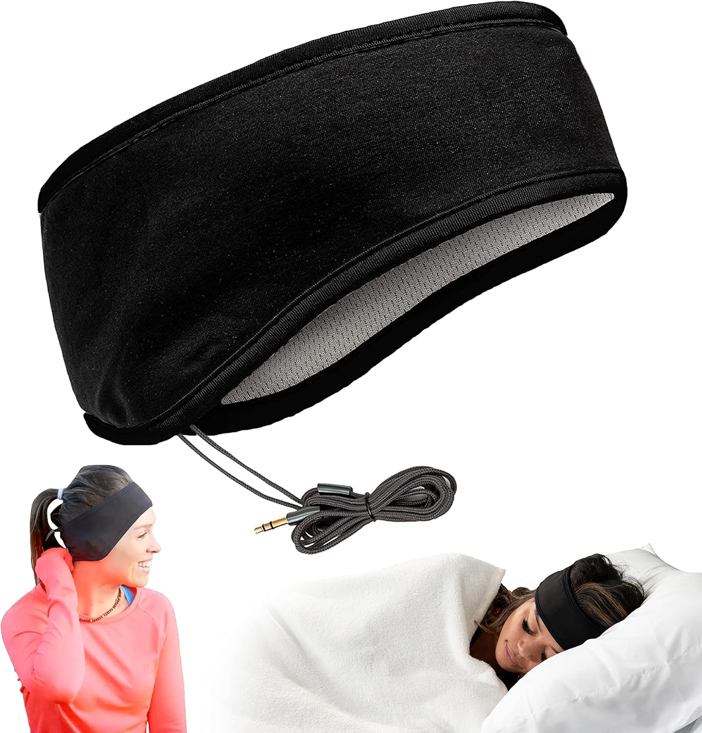 CozyPhones Sleep Headphones - Over Ear Headphones from Ultra Thin Cool Mesh Wired for Side Sleepers