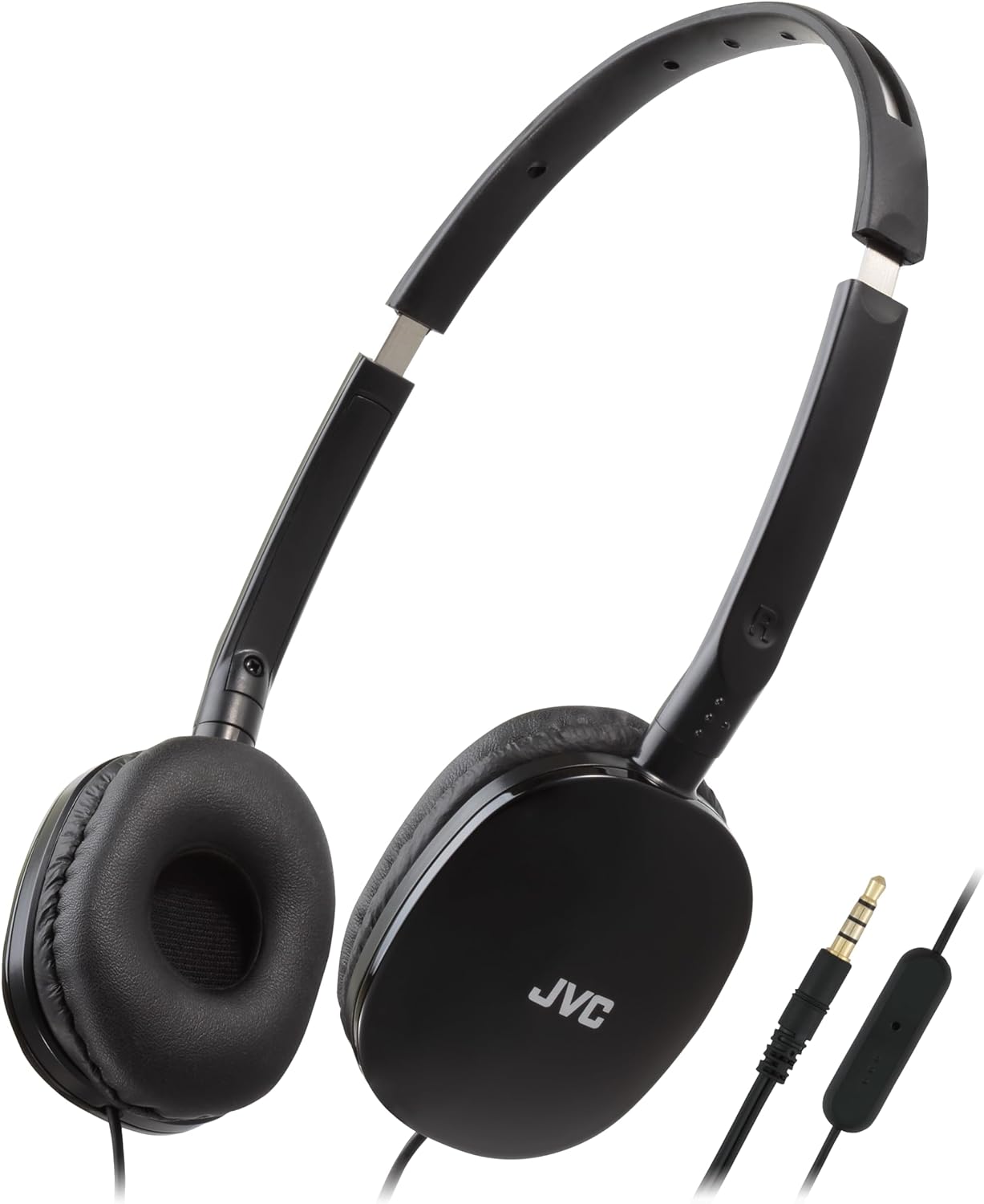 JVC Black Flat Foldable Colorful Flats On Ear Headphones with Remote and Microphone