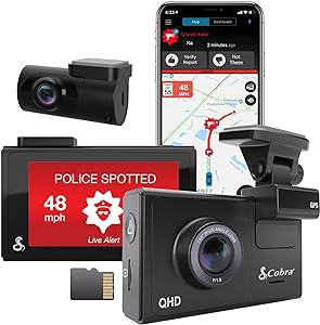 Cobra Smart Dash Cam + Rear Cam (SC 200D) – QHD+ 1600P Resolution