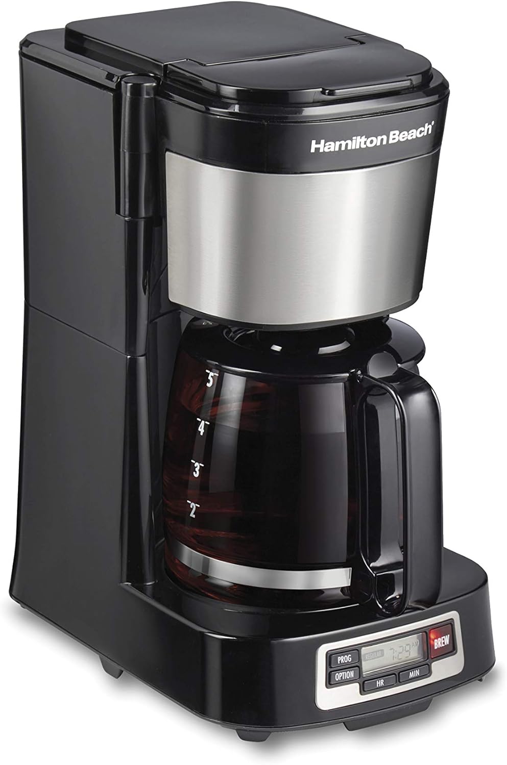 Hamilton Beach 5 Cup Compact Drip Coffee Maker with Programmable Clock